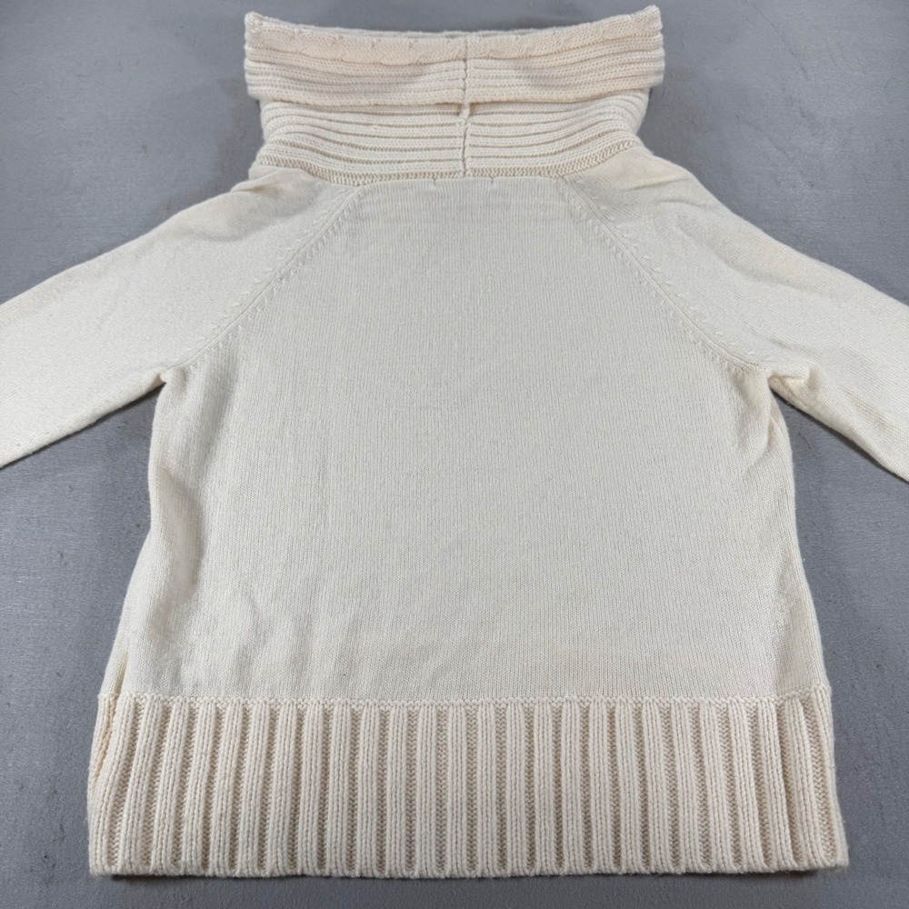 Michael Kors Ivory Cable Knit Turtleneck Sweater XL Wool Blend Cozy Chunky Knit